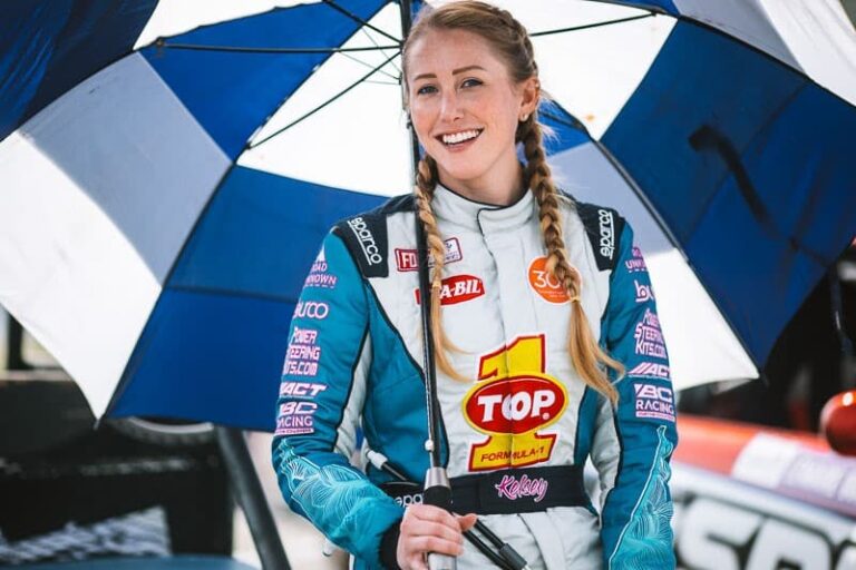 Kelsey Rowlings in her race suit