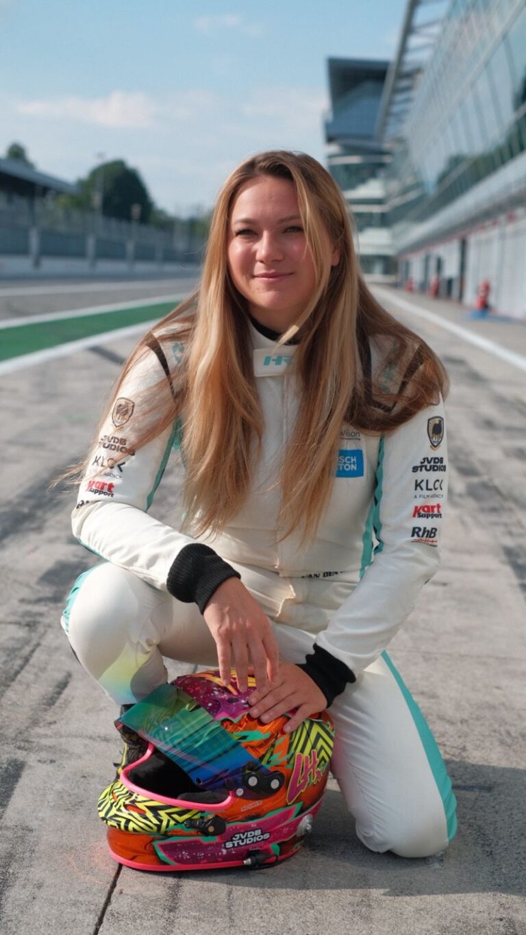 Laura Van Den Hengel in her race suit