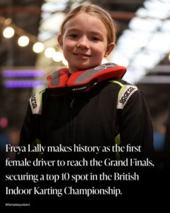 female karting racer Freya Lally