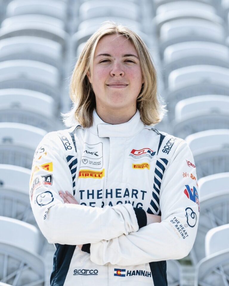Hannah Greenemeier in her race suit
