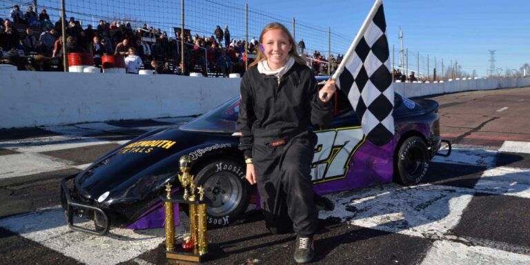 Hailey Bland in her race suit