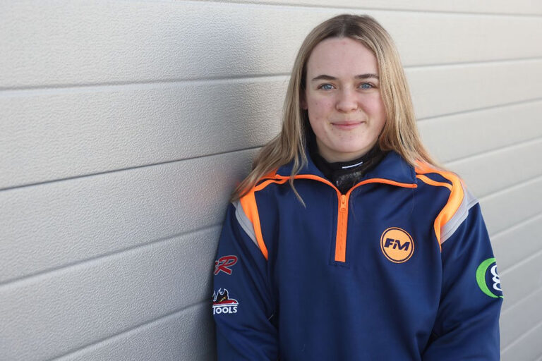 Megan Bruce in her race suit