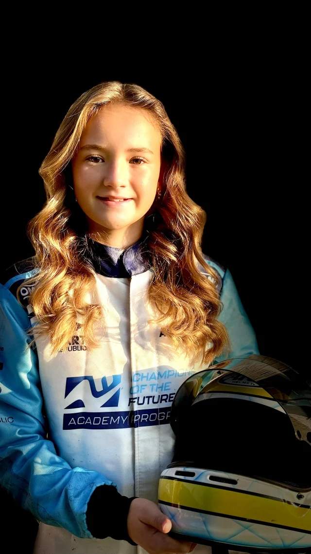 Vera Jurland in her race suit