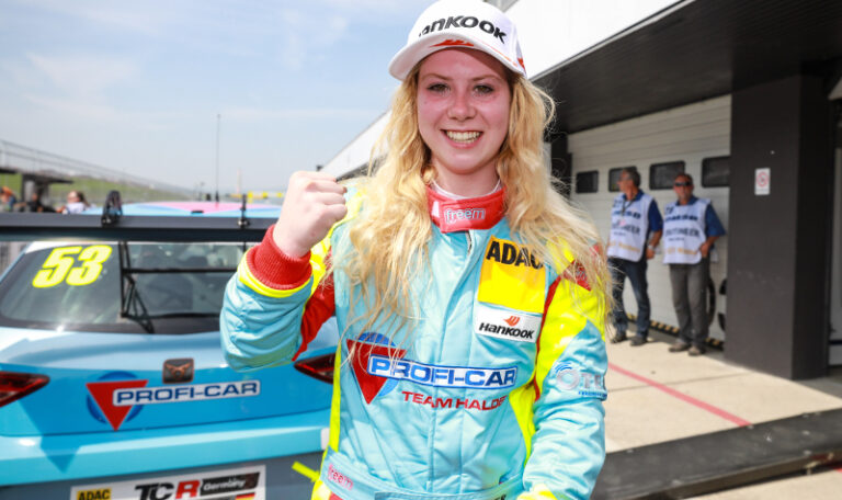 Michelle Halder in her race suit