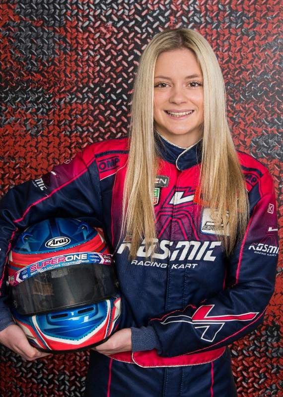Jem Hepworth in her race suit