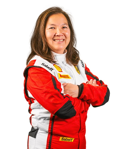 Helen Chu in her race suit