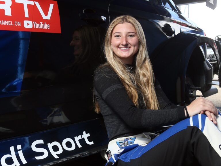 Riley Pegram in her race suit