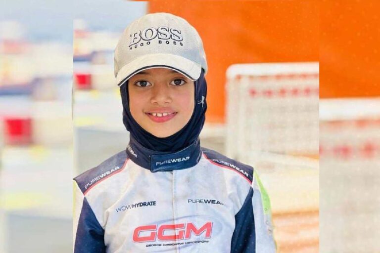 Atiqa Mir in her race suit