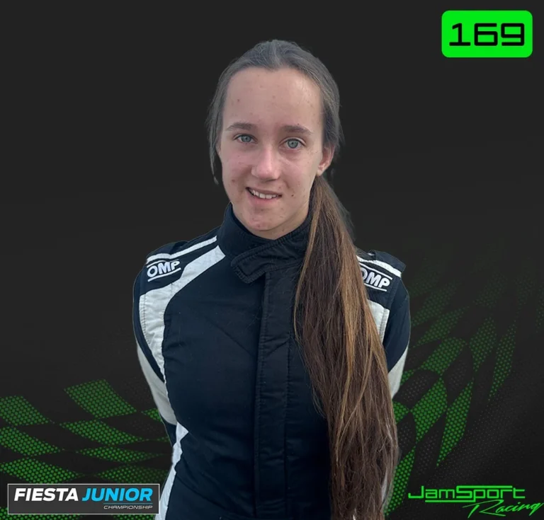 Callie Clifford in her race suit