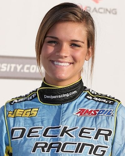 Claire Decker in her race suit