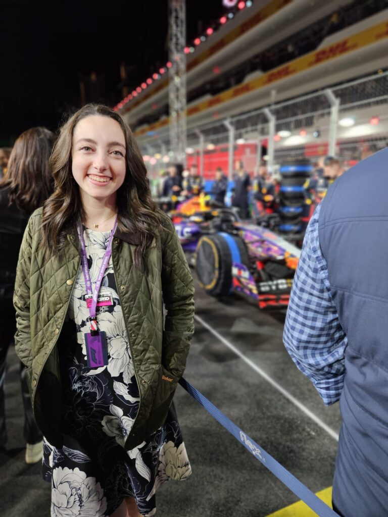 Madeline Coleman in her race suit