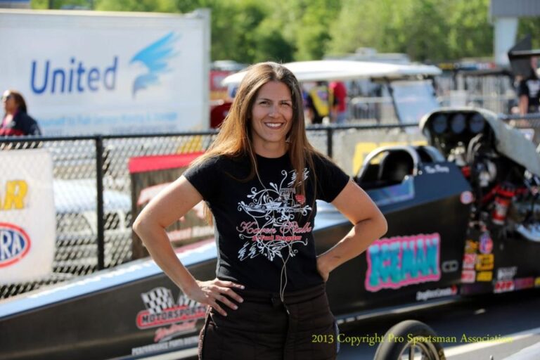 Karen Stalba in her race suit