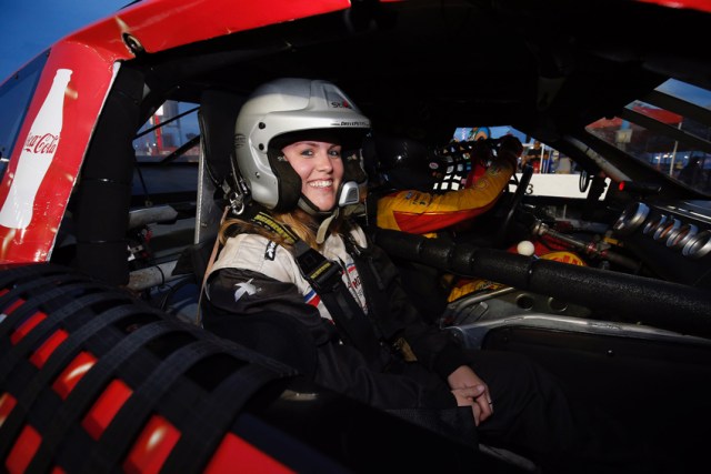 Kelly Crandall in her race suit
