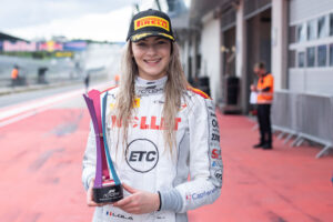 female formula racer Lola Lovinfosse