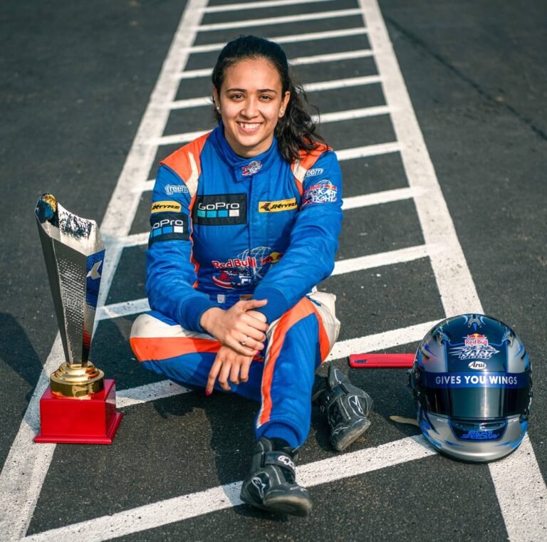 Anushriya Gulati in her race suit