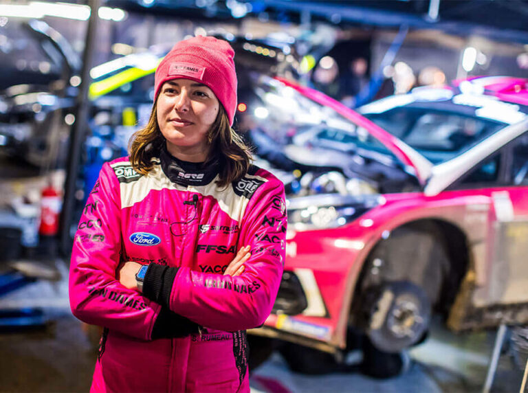 Sarah Rumeau in her race suit