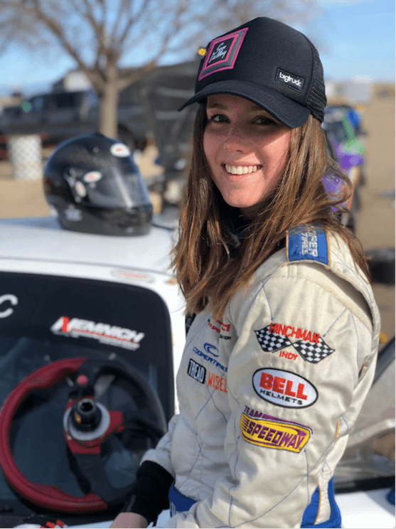 Loni Unser in her race suit