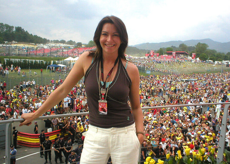 Suzi Perry in her race suit