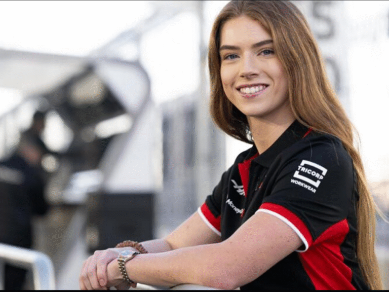 Courtney Crone in her race suit