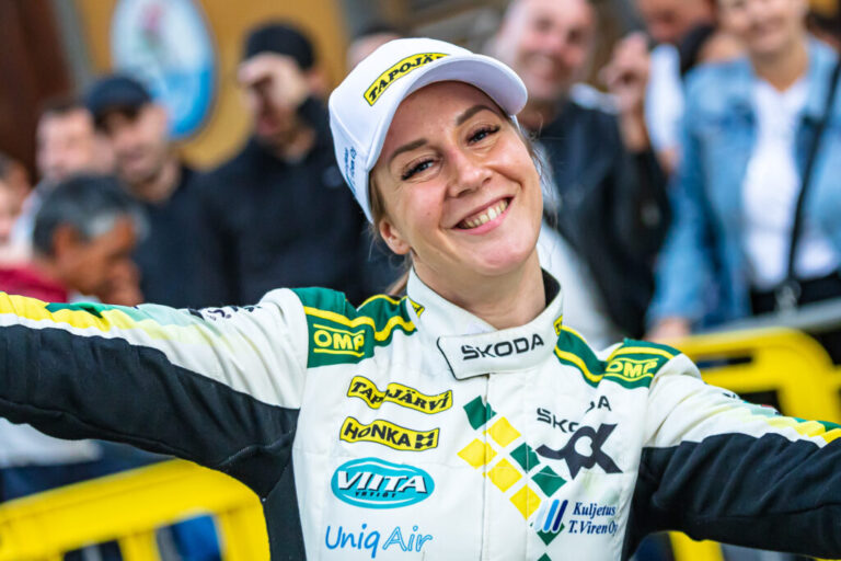 Reeta Hämäläinen in her race suit