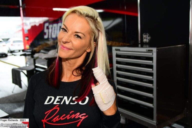 Angie Smith in her race suit