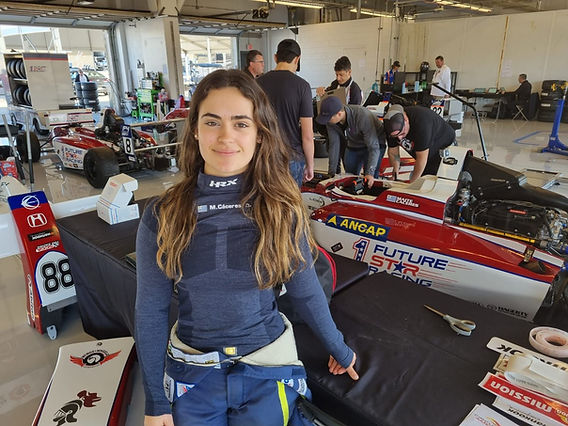 Maite Cáceres in her race suit