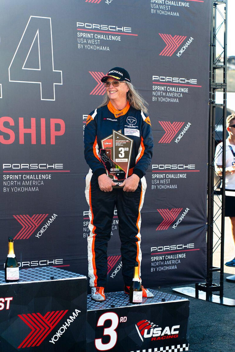Laura Ely in her race suit
