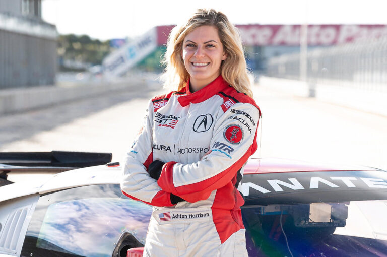 Ashton Harrison in her race suit