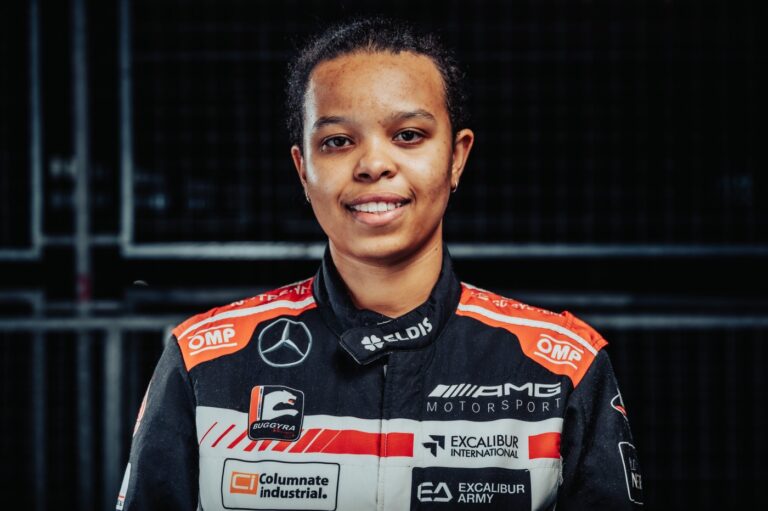 Aliyyah Koloc in her race suit