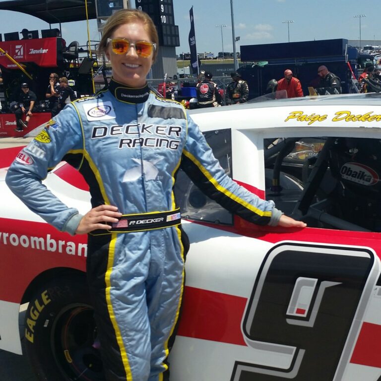 Paige Decker in her race suit