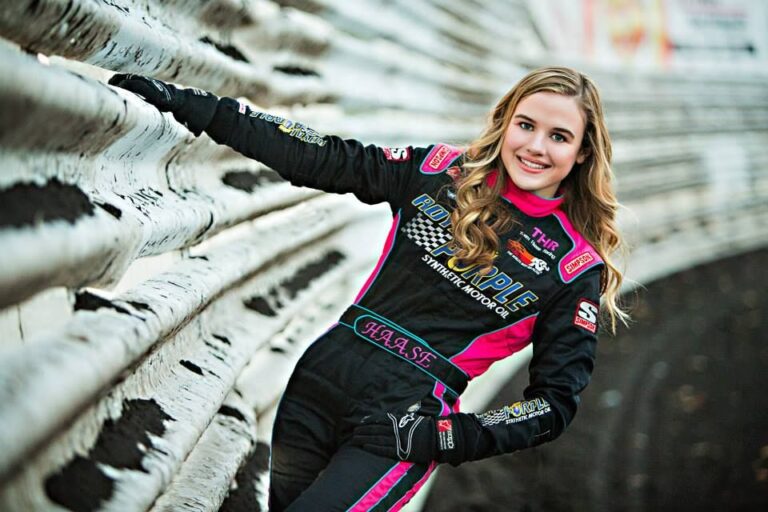 McKenna Haase in her race suit