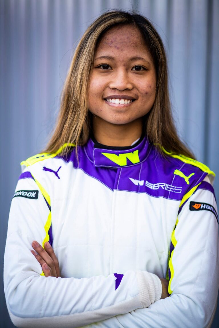 Chloe Chambers in her race suit