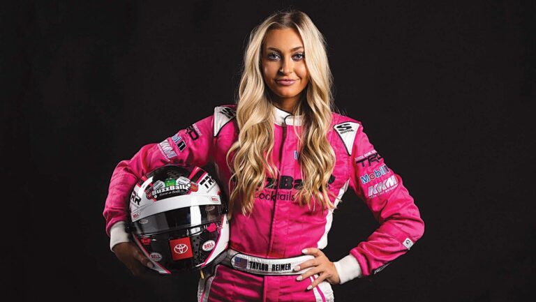 Taylor Reimer in her race suit