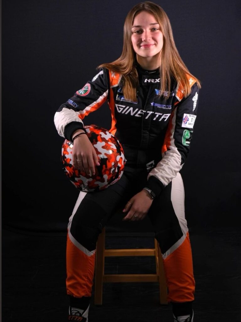 Liona Theobald in her race suit