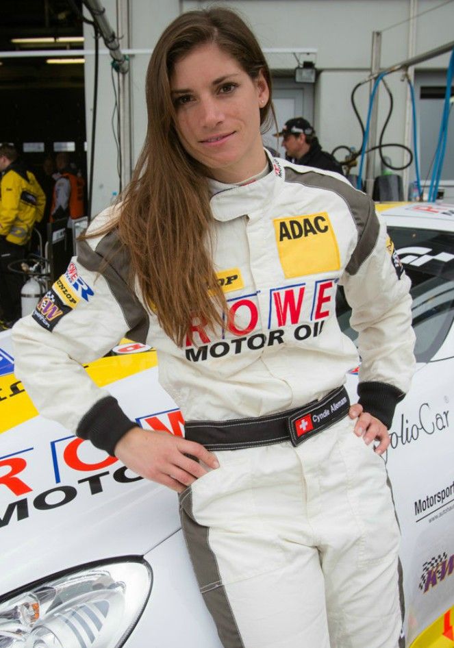 Cyndie Allemann in her race suit