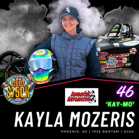 Kayla Mozeris in her race suit