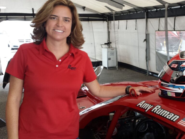 Amy Ruman in her race suit