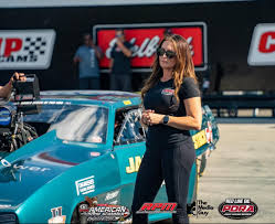 Courtney Enders in her race suit