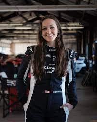 Erika Hoffmann in her race suit