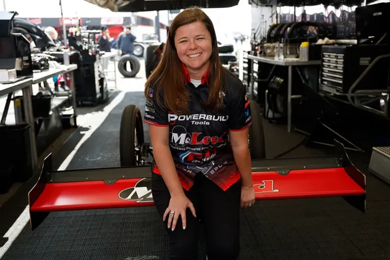 Krista Baldwin in her race suit