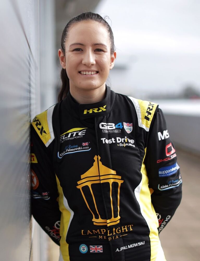 Alisha Palmowski in her race suit