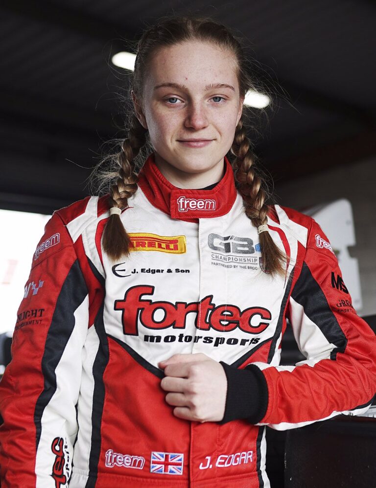 Jessica Edgar in her race suit