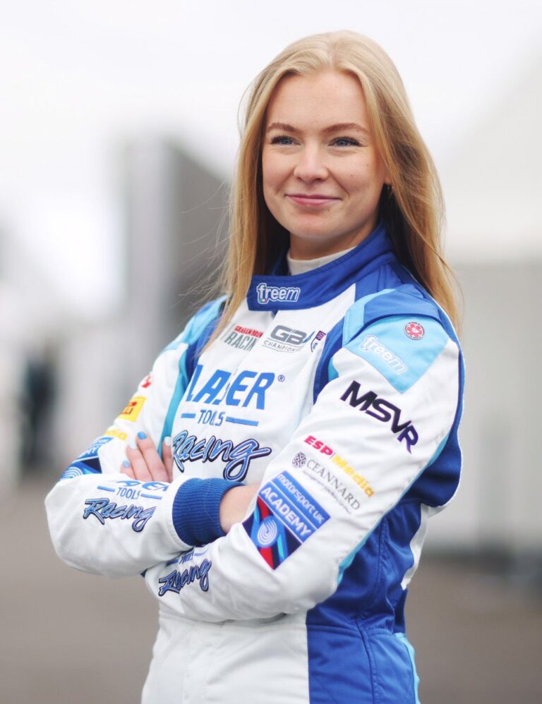 Logan Hannah in her race suit
