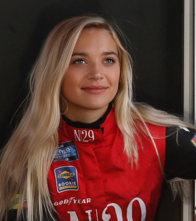 Natalie Decker in her race suit