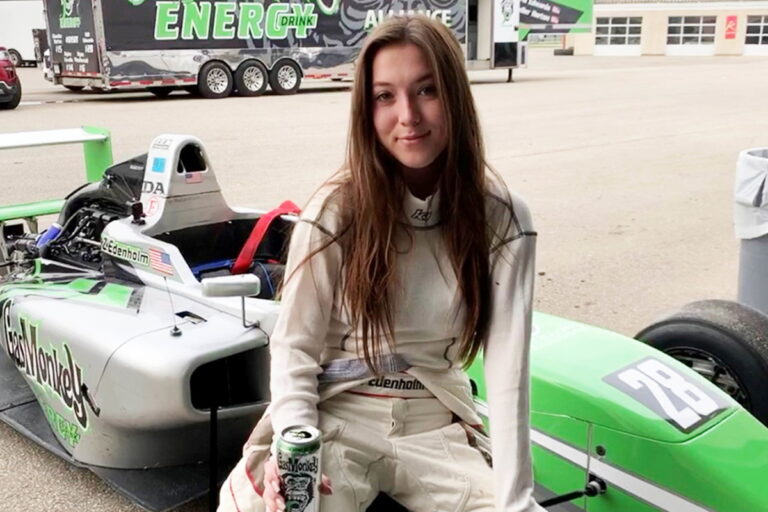 Zoey Edenholm in her race suit