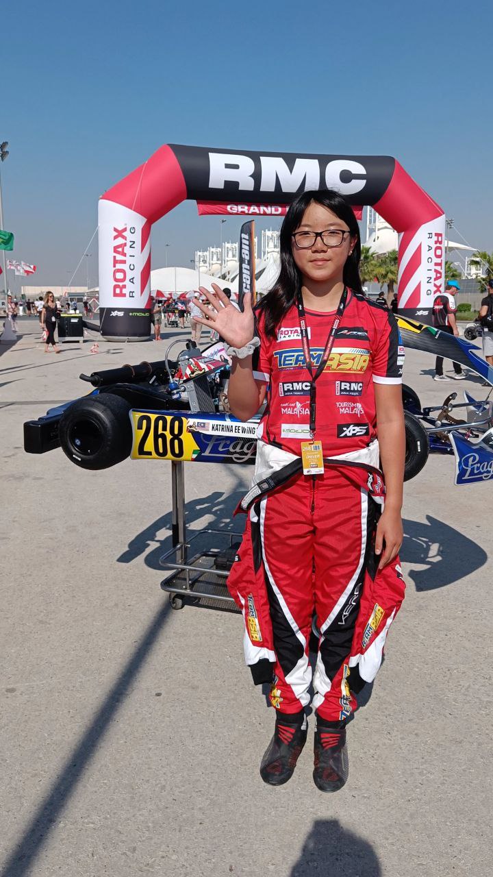 Katrina Ee in her race suit