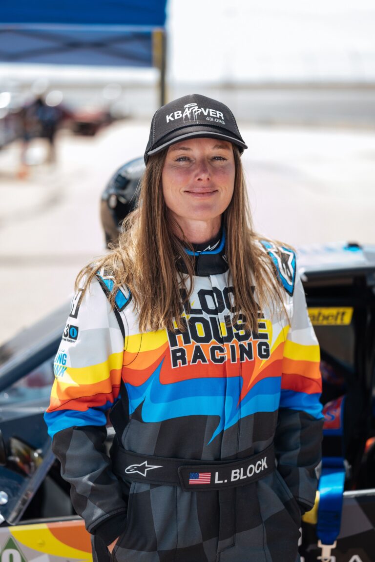 Lucy Block in her race suit