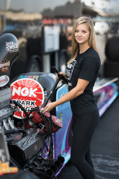Megan Meyer in her race suit