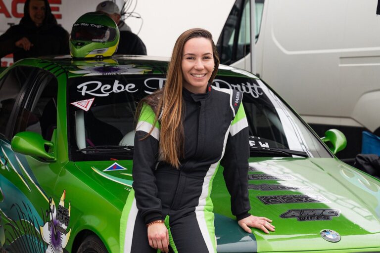 Rebeca Aramburu in her race suit