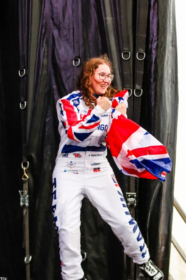 Rhianna Purcocks in her race suit